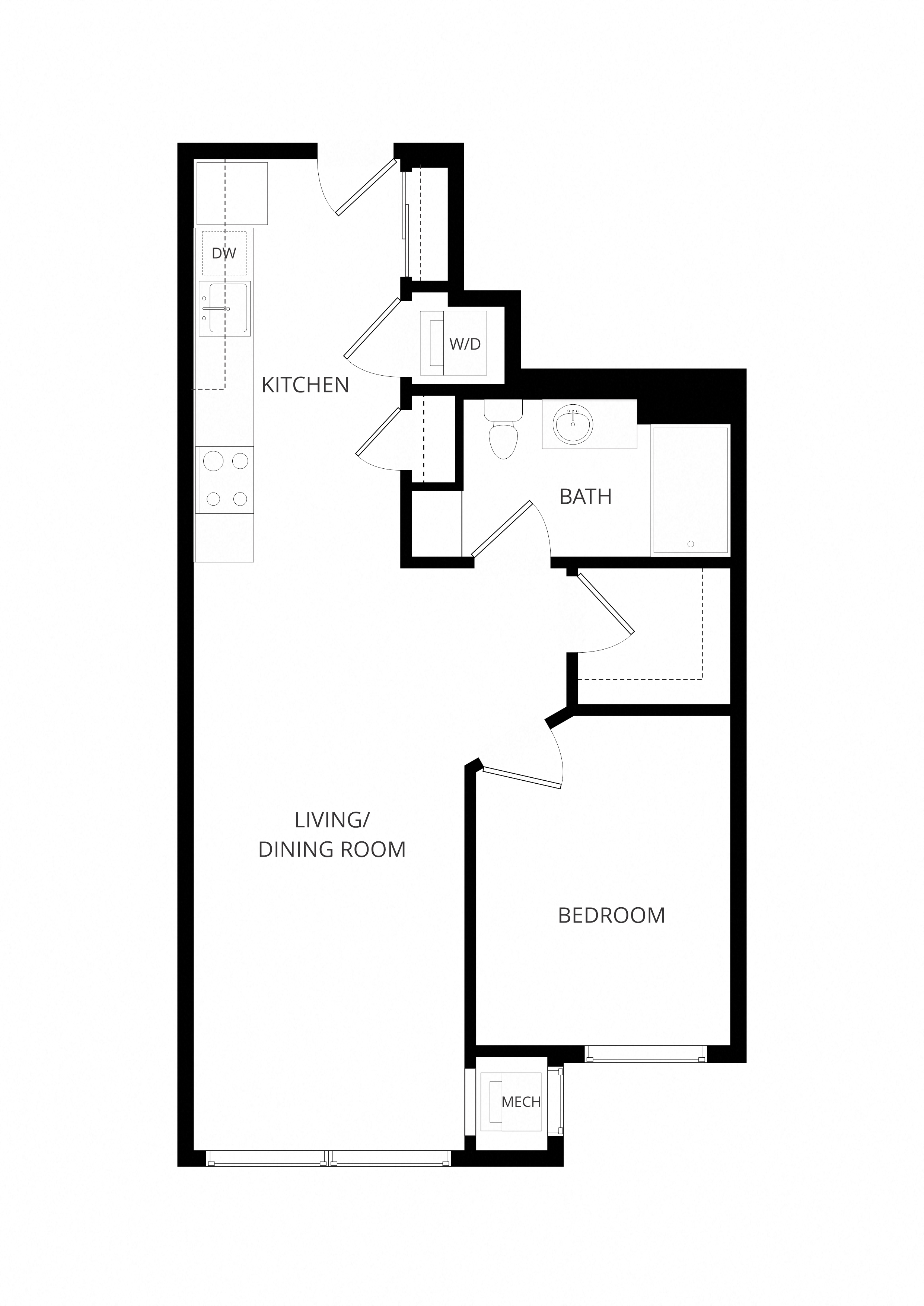 One Bedroom A - 3021 Holmes floor plan